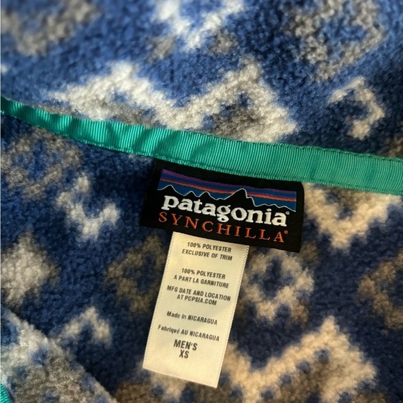 RETRO Patagonia Synchilla Blue and White Fleece - Picture 2 of 3
